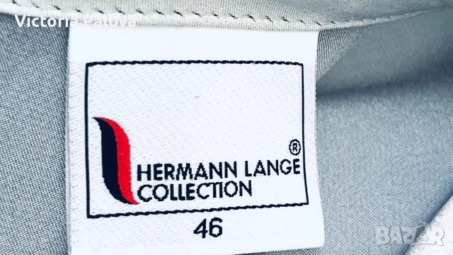 Елегантна сатенена блуза Hermann Lange Collection, размер 46, сребристосива, снимка 8 - Корсети, бюстиета, топове - 55964844