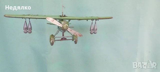 Немска ламаринена играчка,самолет,1930г.,Вермахт,оригинал , снимка 10 - Колекции - 50691479