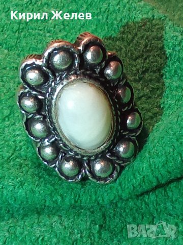 ДЪЛБОКО ПОСРЕБРЕН АРТ ДЕКО СКЪПОЦЕНЕН МЕДЕН ПРЪСТЕН с ПОЛИРАН БЯЛ АХАТ 38911, снимка 6 - Пръстени - 36411245