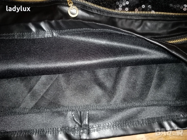 In-Stylefashion, Кожена Пола с ципове и пайети, Размер S. Код 1615, снимка 3 - Поли - 36051443