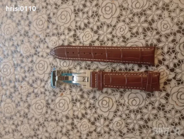 Естествена кожа, каишка за мъжки часовник пеперуда, снимка 2 - Мъжки - 48347889