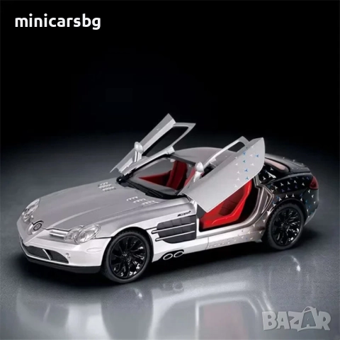 Метални коли Mercedes SLR McLaren – 1:24, светлини, звук, отваряеми елементи