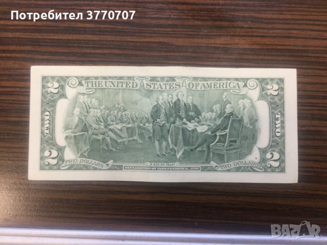  Уникална банкнота от 2 долара -  Подаръкът  за Ваш любим човек, снимка 2 - Нумизматика и бонистика - 41347263