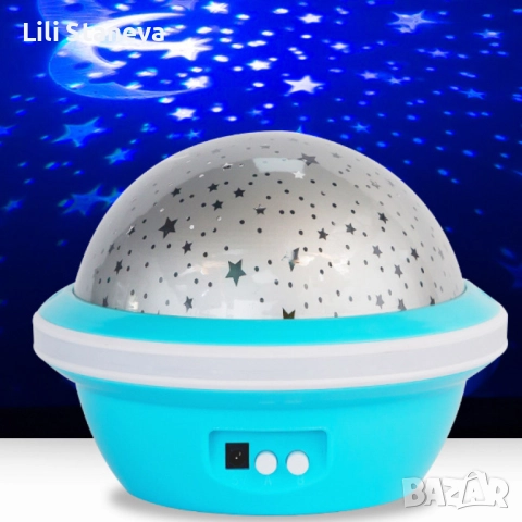 Цветна LED нощна лампа НЛО проектор със звездно небе, звезди и луна за детската стая и спокоен сън., снимка 10 - Лед осветление - 52340858