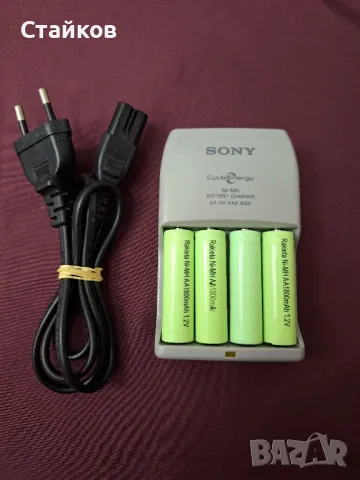 Зарядно за батерии SONY,350mA+4 нови батерии АА, снимка 2 - Батерии, зарядни - 48100301