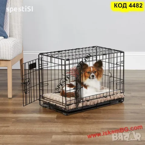 Сгъваема метална клетка за транспортиране на кучета и котки – 60x46x51 см, снимка 1