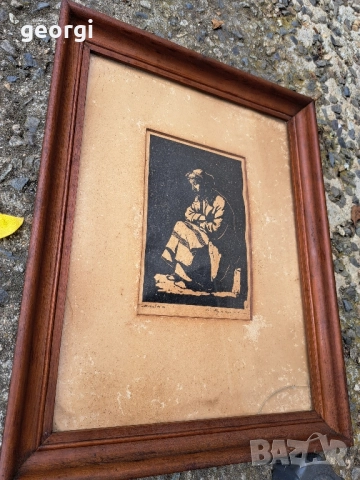  '' Майка " картина на художника партизанин Стефан Куцаров туш върху картон, снимка 12 - Картини - 51565578