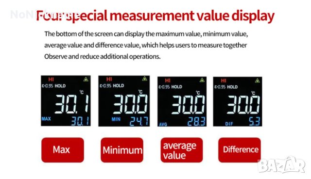 UNI-T UT306C Дигитален безконтактен инфрачервен лазерен термометър -50℃-500℃ UNIT, снимка 6 - Измервателни инструменти - 44323503