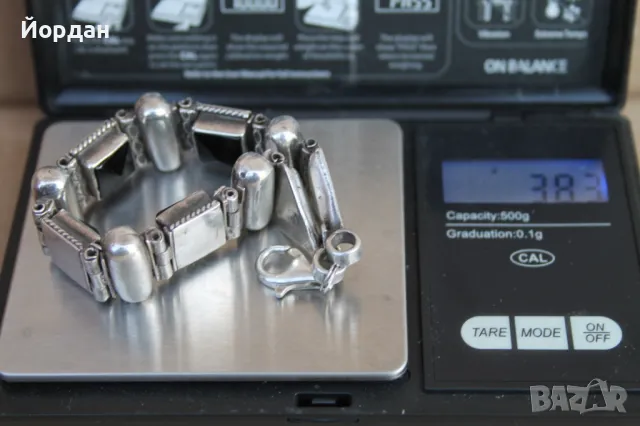 Дамска сребърна гривна с оникс, снимка 14 - Гривни - 50209898