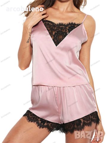 Стилен и удобен комплект дамска дантелена пижама, 3цвята - 024, снимка 3 - Пижами - 41490852