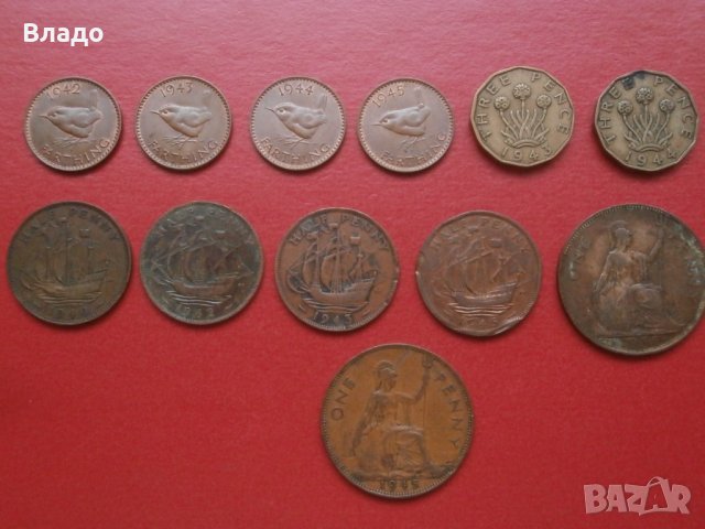 Лот стари не повтарящи се монети Великобритания Джордж VI, снимка 1 - Нумизматика и бонистика - 42373921