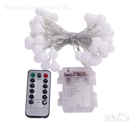 Соларно коледно LED осветление, 60 броя, 6 метра, снимка 2 - Лед осветление - 52262583