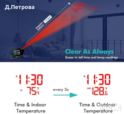 Многофункционална метеорологична станция с проекция – Dr.Prepare, снимка 4 - Други стоки за дома - 53647605