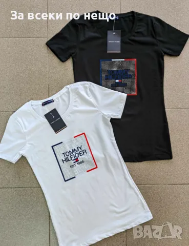 Tommy Hilfiger Дамска Тениска👚Дамска Тениска Томи Хилфигер - Бяла И Черна Код A438