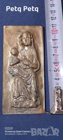 бронзова католическа икона, снимка 2 - Други ценни предмети - 56329422
