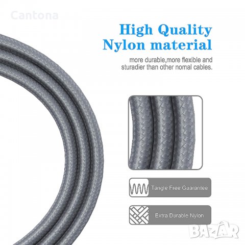  JYDMIX USB C към USB C кабел, PD 3.0 - 20 V/3 A 60 W, 2 метра, найлонова оплетка, бързо зареждане, снимка 8 - USB кабели - 40121997