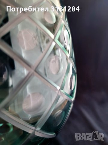 Кристална ваза гравирана зелена Германия 60-те години, снимка 9 - Антикварни и старинни предмети - 41116639