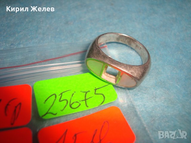 СТАР СРЕБЪРЕН ПРЪСТЕН АНГЛИЯ ОКСИДИРАНО СРЕБРО 925 с ШЛИФОВАН ЛУНЕН КАМЪК БИЖУ - РЪЧНА РАБОТА 25675, снимка 3 - Антикварни и старинни предмети - 35748013