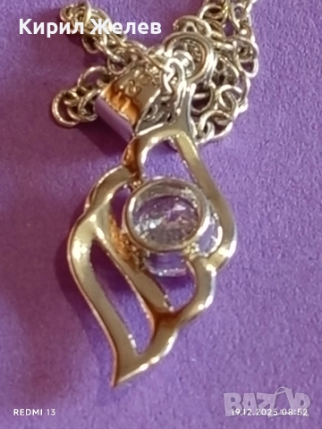 Сребърно колие с висулка с абстрактен дизайн и диамант финно много красиво Бижу 27268, снимка 4 - Колиета, медальони, синджири - 52844581