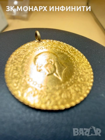 Златна монета 50 Куруша Ататюрк (2018г) /917/, снимка 4 - Колиета, медальони, синджири - 53841367