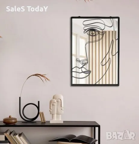 Огледало за стена, Декорация  2 в 1, огледало с картина