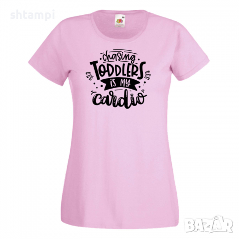 Дамска тениска Chasing Toddlers Is My Cardio Празник на Майката,Подарък,Изненада,Рожден Ден, снимка 2 - Тениски - 36293165