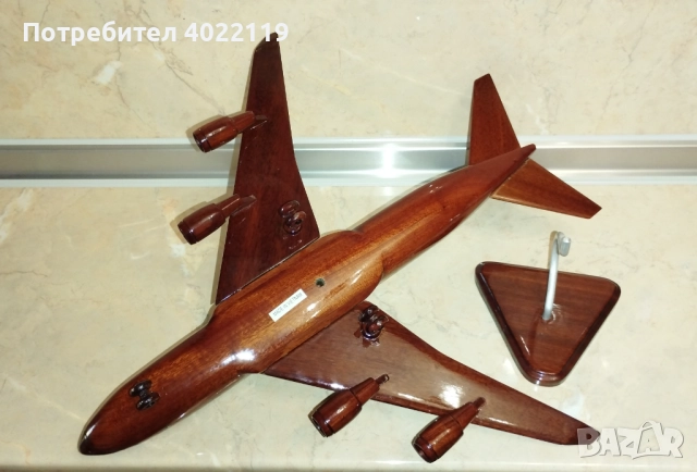 Boeing 747 - Ръчно изработен макет от махагон, снимка 4 - Други ценни предмети - 52429851