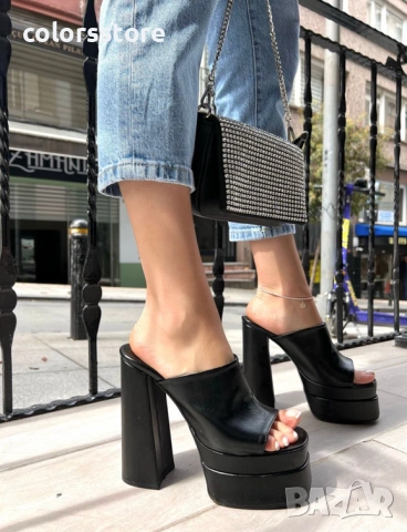 Чехли на ток - черна кожа - DTC1