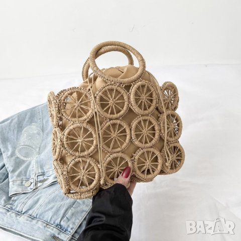 Плетена чанта Lemons Brown, снимка 7 - Чанти - 41477324