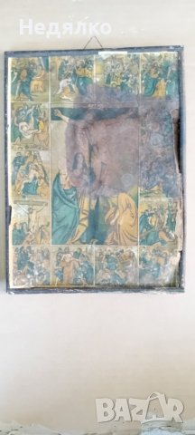 2бр стари литографии,Спасителя и Божията майка, снимка 4 - Антикварни и старинни предмети - 42686807