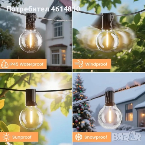 G40 LED Екстериорни декоративни лампички 45 м / 62 броя + 2бр. , снимка 5 - Лед осветление - 52021276