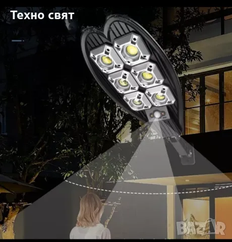 ПРОМО ЦЕНА СУПЕР МОЩНА Соларна 1200W LED Лампа IP65+стойка+дистанц, снимка 4 - Лед осветление - 47696037