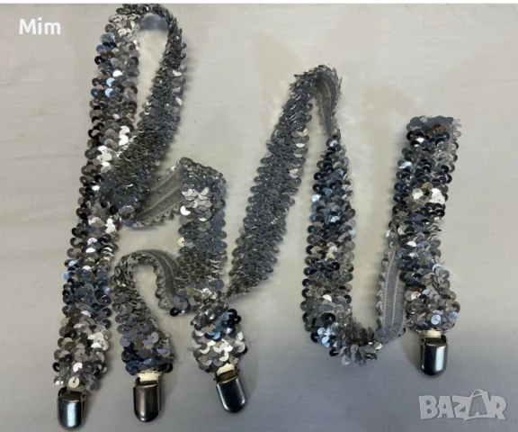 Винтидж Диска тиранти от 70 те със сребристи пайети , снимка 2 - Корсети, бюстиета, топове - 51412478