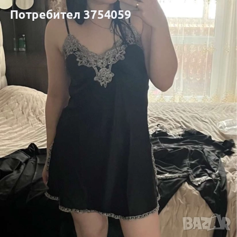 Дамски сатениран комплект за спане от 5 части , снимка 5 - Бельо - 52402405