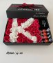 Посребрено колие с обеци в кутия с рози и бонбони Линдор -подарък жена , снимка 1 - Бижутерийни комплекти - 35616730