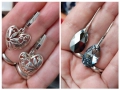 Два различни чифта / Сребърни обеци Сърце и Swarovski / проба 925 , снимка 1