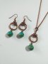 Красив комплект бижута с редките камъни зелен Азурит и медни орнаменти , снимка 4