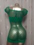 S/M Тъмно зелена еластична рокля на мрежа , снимка 2