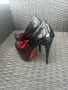 Обувки на ток Черно червени , снимка 2