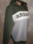 Adidas L-  Суичър с качулка в маслено зелено и сиво , снимка 2