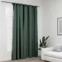 vidaXL Затъмняваща завеса с куки, имитираща лен, зелена, 290x245 см, снимка 2