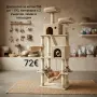 Драскалка за котки 206 см – XXL катерушка с 2 къщички, хамак и площадки, снимка 1