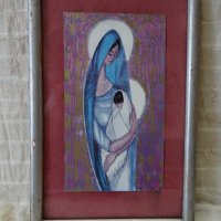 Стара картина "Богородица с младенеца" в рамка, снимка 1 - Картини - 41584020