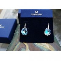 Сваровски SWAROVSKI обеци оригинални небесно син камък, снимка 5 - Обеци - 34222149