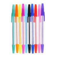 3836 Комплект химикалки 10 цвята, прозрачно тяло, с цветни капачки, снимка 2 - Ученически пособия, канцеларски материали - 41441061