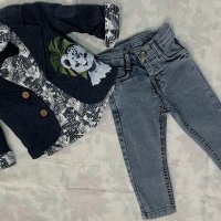 Комплект от сако, риза с папийонка и дънки, снимка 4 - Детски комплекти - 41291540