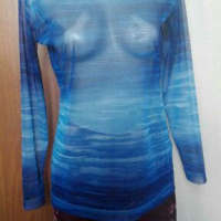 Еластична мрежеста блуза в синьо🍀❤M,L❤🍀арт.4085, снимка 1 - Блузи с дълъг ръкав и пуловери - 36247693