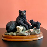 Колекционерска декоративна фигура Черна мечка с малко мече, снимка 12 - Колекции - 40160185
