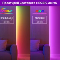 RGBIC Smart LED лента 5 м / 10 м – контролиране по зони, 60 диода/м, снимка 3 - Лед осветление - 41568163