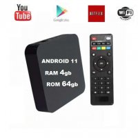 4к приемник Тв Бокс за онлайн телевизия Android 11 Smart TV BOX 4K Amlogic IPTV WiFi Media, снимка 1 - Приемници и антени - 29038528